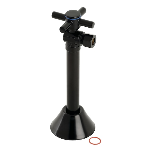 1/2" Sweat x 3/8" O.D. Comp, Angle Shut Off Valve W/ 5" Extension, Blk